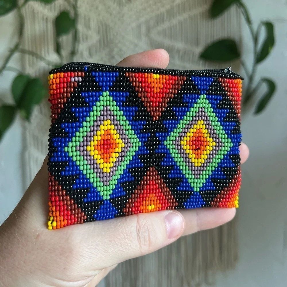 Authentic Navajo Beaded Coin Purse – Handmade Wallet by Native American Artist